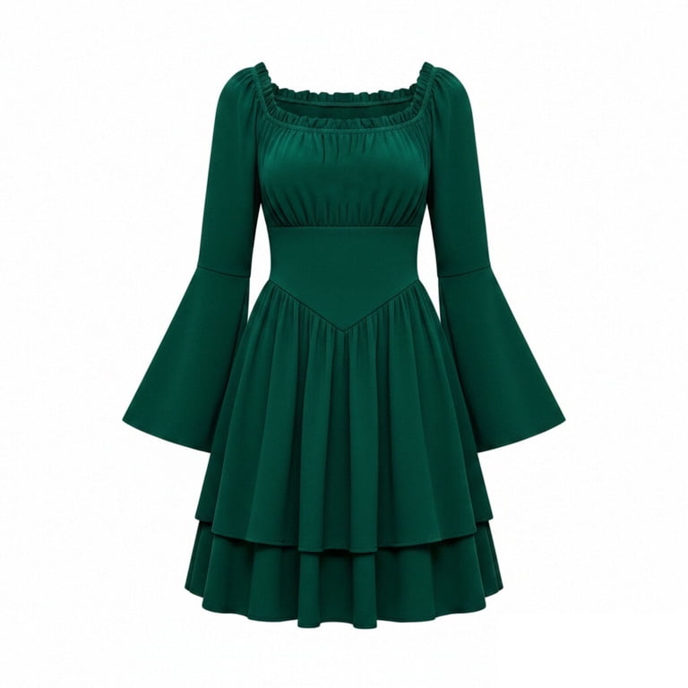 bell sleeve corset dress AnuYalue Women Off Shoulder Mini Dress with Pockets Layered Hem Comfotable Chiffon Goth Ren Fair Vacation midimaxi Cores:Natural Anastasia Karanikolaou: Brown Lace-Up Vintage gothic lace gown
