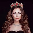 thumbnail image 3 of Baroque Bride Crown Retro Wedding Headdress Headwear Party Hair Accessories for Women Female (Red and Golden), 3 of 3