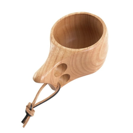 

2Pcs Rubber Wood Water Cup Coffee Cup Handmade Breakfast Milk Mug Drinking Teacup