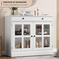 thumbnail image 4 of EastVita 35.4inch Sideboard Buffet Cabinets with Glass Door - Buffet Cabinet with Storage - White Sideboard Cabinet with Drawer - Modern Buffets and Sideboards for Dining Room/Kitchen - White, 4 of 8