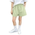 thumbnail image 2 of Amidoa Girls Shorts Casual Summer Toddler Solid Color Soft Elastic Waist Cotton With Pockets Shorts for Kids Green Size 6, 2 of 5