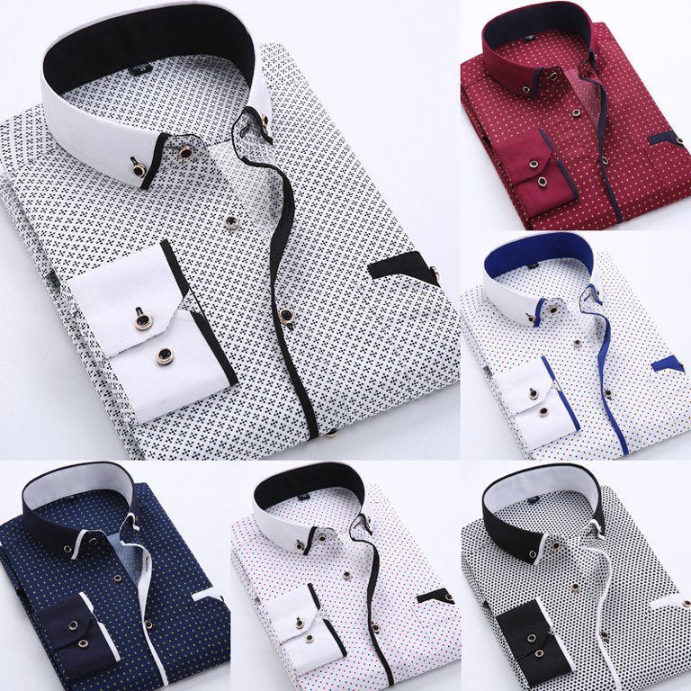 Fashion Long Sleeve Shirt Men Slim Fit Male Casual Social Business Dress  Shirt