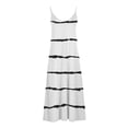 thumbnail image 4 of Honeeladyy Womens Summer Sleeveless Maxi Dress V Neck Bohemian Adjustable Spaghetti Strap Striped Loose Long Dress White XL, 4 of 5