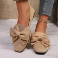 thumbnail image 2 of Rokment Bow Dressy Shoes for Women Ladies Bride Wedding Bowknot Fashion Casual Square Toe Low Heels Business Office Walking Flat Spring Fall Loafers Khaki Size 8.5, 2 of 6