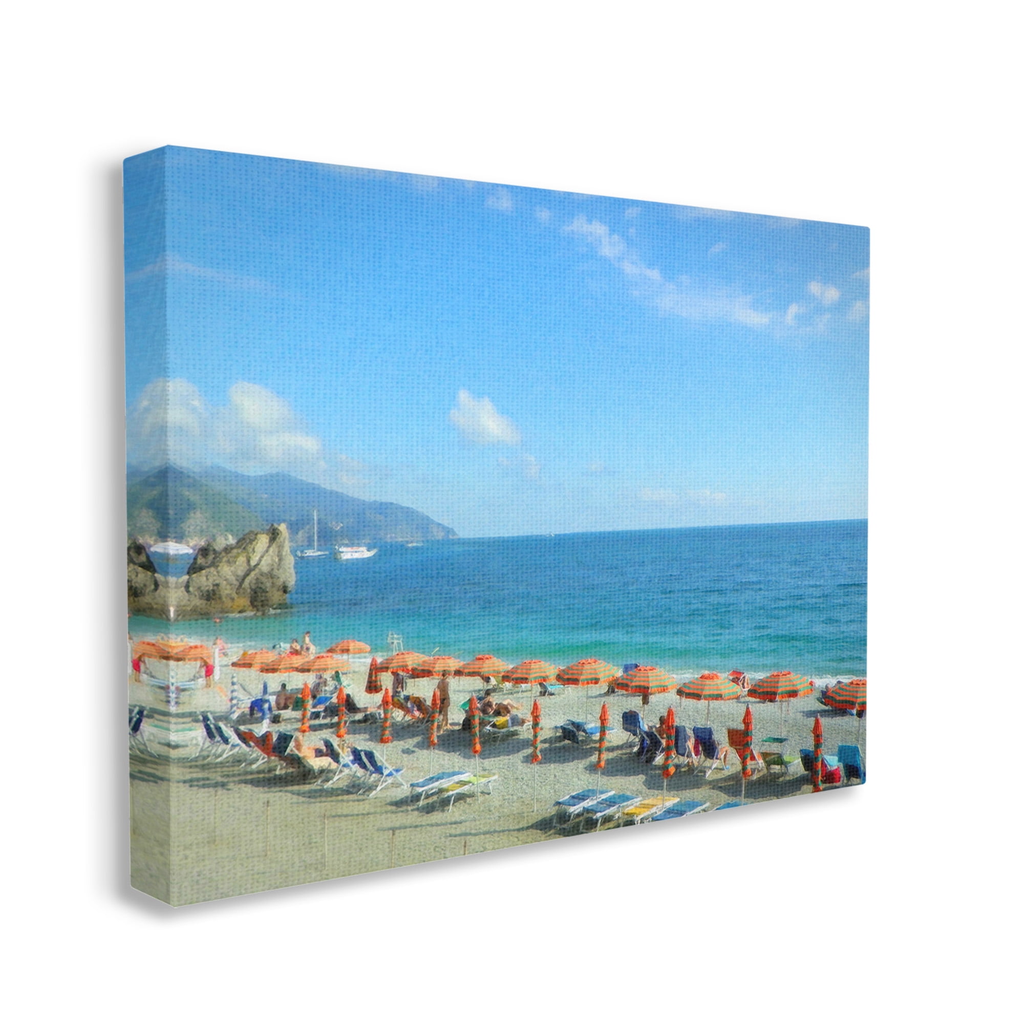 Stupell Industries Summer Beach Resort Landscape Painting Gallery Wrapped Canvas Art Print Wall Art, 40 x 30