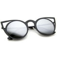thumbnail image 4 of sunglassLA Unisex Womens Fashion Round Metal Cut-Out Flash Mirror Lens Cat Eye Sunglasses (Black / Silver Mirror) - 48mm, 4 of 4