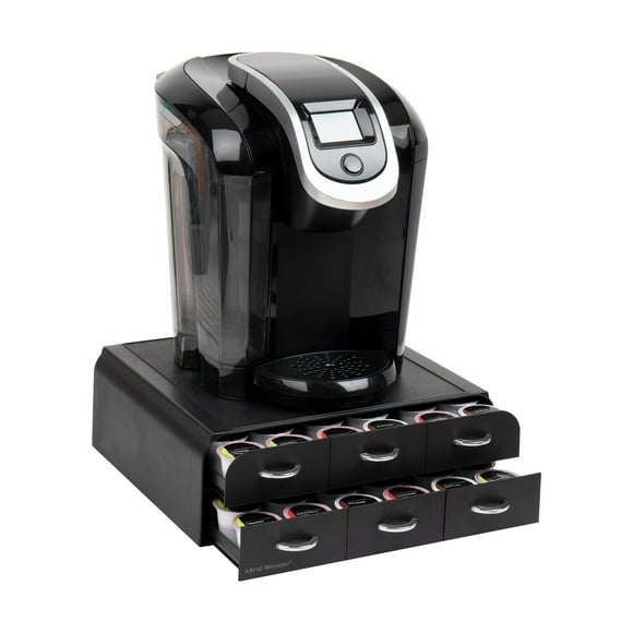 Mind Reader Single Serve Coffee Pod Organizer with 2 Drawers, 72 Pod Capacity, Countertop, 35.6L x 31.1W x 12.1H cm, Black
