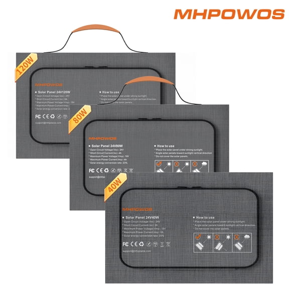 MHPOWOS 40W 80W 120W Portable Solar Panel Chargers PD3.0 USB-C,QC3.0 USB-A and DC Outputs Foldable IP65 Waterproof for Phones Camping Outdoor Travel Rvs Power Banks