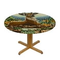 thumbnail image 3 of Patifu Deer Hunting Items Cross Stitch Round Tablecloth Stain-Resistant Washable Indoor Outdoor Restaurant Wedding Party 100% Polyester Waterproof Fabric Outdoor Fitted 42"-46, 3 of 8