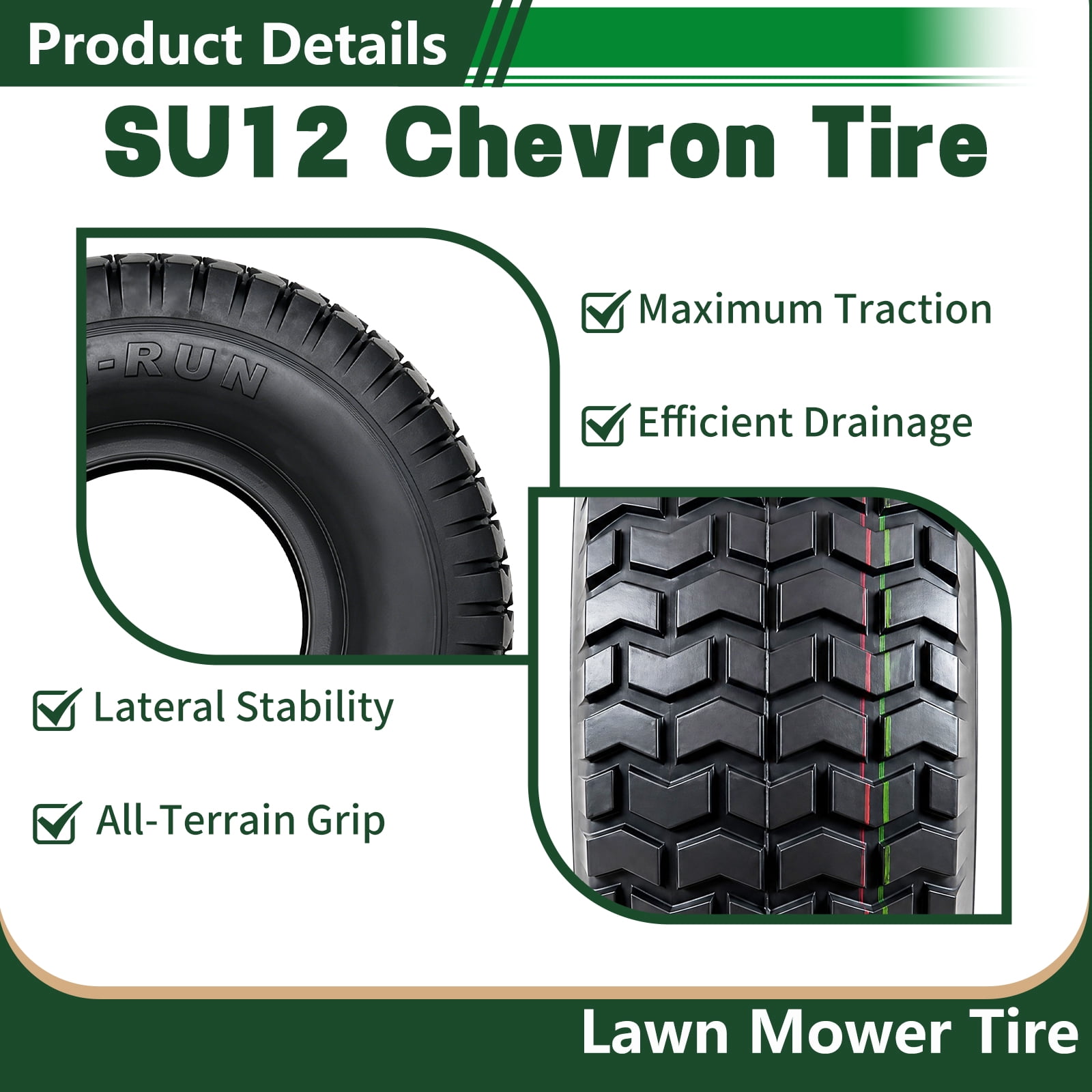 Hi-Run SU12 15X6.00-6 Front 4PR Lawn and Garden Tire & Wheel Assembly