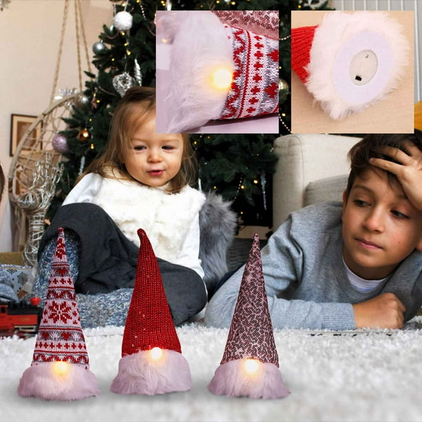 Fiudx Ofertas Flash Artículos En Oferta Nuevo Tejido De Lentejuelas Arte Sin Rostro Viejo Muñeco Luminoso Decoración De Navidad ornamento Luminoso Viejo