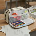 thumbnail image 4 of allydrew 3D Cat Design Pencil Case, Large Capacity 2 Compartment Pencil Pouch for Stationery Tools, Beige Cat, 4 of 5