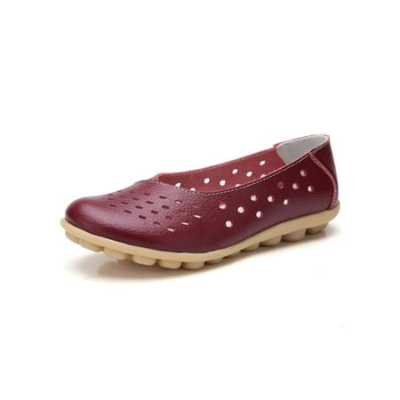 

Ferndule Ladies Nonslip Soft Sole Leather Loafer Driving Lightweight Slip On Moccasins Party Flat Casual Shoe Wine Red 8
