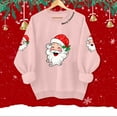 thumbnail image 4 of TTUHYWXI Retro Santa Sweatshirt for Women Vintage Christmas Fleece Linend Sweaters Crewneck Oversized Long Sleeve Tops (Pink, L), 4 of 7