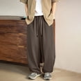 thumbnail image 2 of Afdoent Men's Casual Pants Male Double Drawstring Waistband Pleated Casual Pants Vintage Draped Loose Sweatpants Comfortable, 2 of 4