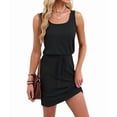 thumbnail image 3 of Women'S Waffle Knit Tank Dress Sleeveless Square Neck Casual Summer Outfit Black XL, 3 of 9