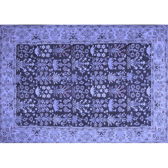 Ahgly Company Machine Washable Indoor Rectangle Persian Blue Traditional Area Rugs, 2' x 5'
