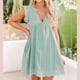 thumbnail image 3 of Vestido elegante de verano con escote en V, mangas con volantes, pantalones cortos y bolsillos para mujer, 3 of 6