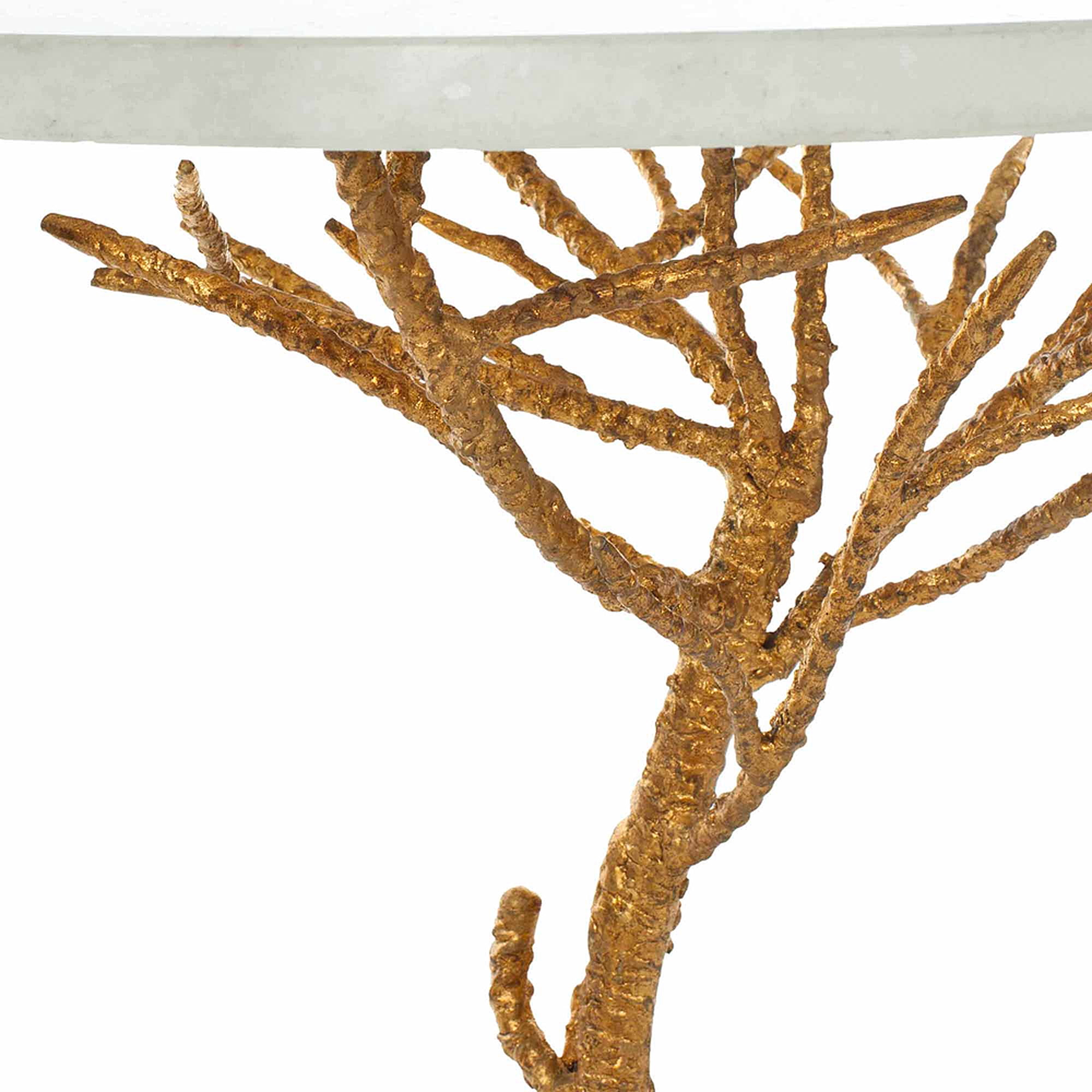SAFAVIEH Carolyn 24.6 in. H Rooted Iron Accent Table, Gold/White Granite