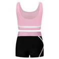 thumbnail image 2 of Fldy Kids Girls 2 Piece Ballet Yoga Workout Tracksuit Sleeveless Dance Crop Top with Shorts Set Pink 12, 2 of 7