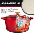 thumbnail image 3 of MÜELLERHOME 6qt Enameled Cast Iron Dutch Oven, Heavy-Duty Casserole and Braiser Pan with Lid and Knob, Oven-Safe up to 500° F & Across All Cooktops, Red, 3 of 5