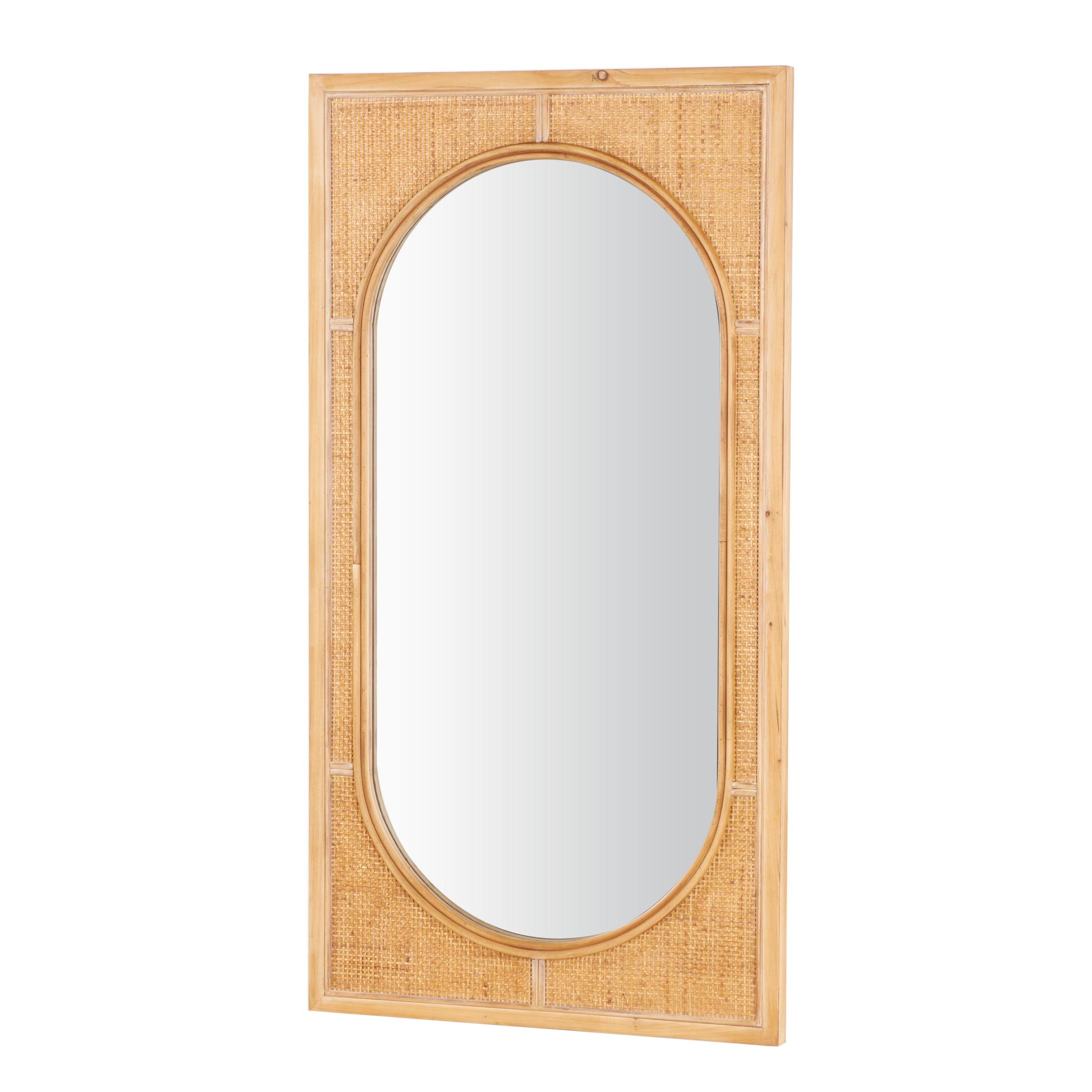 DecMode 22" x 42" Brown Wall Mirror with Oval Center
