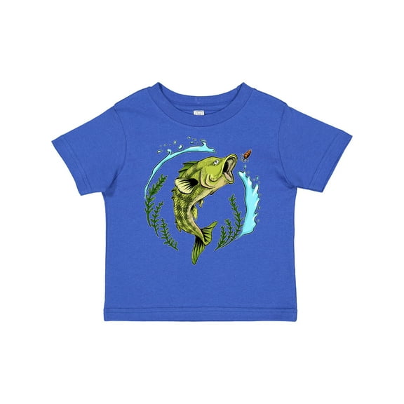 Inktastic Leaping Bass Fish Fishing Illustration Boys or Girls Toddler T-Shirt