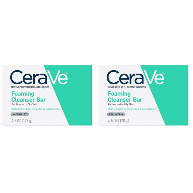 Barra limpiadora CeraVe, espumosa, sin jabón, para piel grasa, 128 g, 2
