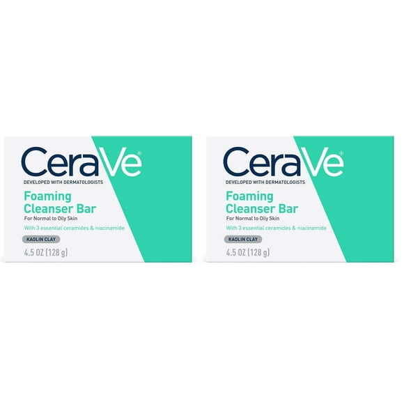 Barra limpiadora CeraVe, espumosa, sin jabón, para piel grasa, 128 g, 2
