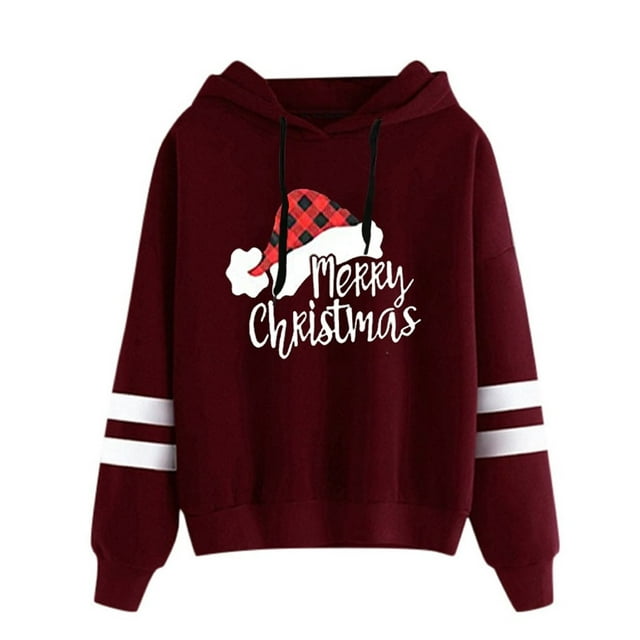 EGNMCR Chandails en Molleton Sans Capuche pour Femmes, Chandail en Molleton pour Femmes, Chemises à Manches Longues pour Femmes Imprimé de Noël Chandail en Molleton à Capuche Manches Longues Blouse pour Femmes