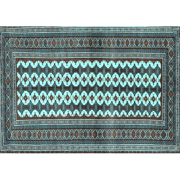 Ahgly Company Indoor Rectangle Southwestern Light Blue Country Area Rugs, 2' x 5'