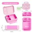 thumbnail image 2 of Lonchera para niña tipo bento box, lunch box con 3 divisiones, sellado hermetico anti fugaz (Unicornio / Arcoiris), 2 of 7