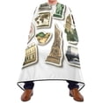 thumbnail image 2 of JSTEL Travel Postal Stickers Waterproof Barber Cape for Men Women Beard Shaving Bib Apron Professional Hair Cutting Cloth, 65 x 55 inch, 2 of 6
