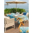 thumbnail image 6 of 60x120 Inch Outdoor Tablecloth with Umbrella Hole Zipper Rectangle Summer Coastal Rectangular Tablecloths Outside Waterproof Ocean Flower Sea Starfish Shells Patio Table Cloth Cover for Picnic Party, 6 of 8
