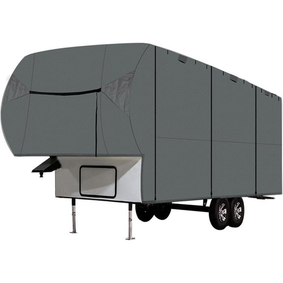 Waltyotur 29-33 Foot Upgraded 5th Wheel RV Cover Motorhome RV Camper 4 Layers Top with 2pcs Extra Long Straps