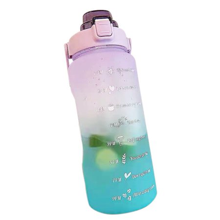 

2 Liter Large Capacity Free Motivational with Time Marker Fitness Jugs Gradient Color Plastic Cups Water Bottle-D