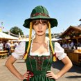 thumbnail image 6 of QIYAGBSA Women Festival Hat Braided Detail Embroidered Band Curved Brim for Oktoberfest Costume Party (Green Free Size), 6 of 6