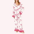 thumbnail image 2 of XIYON Pajama Sets For Women Bow Loose Casual Personality Printed Home Comfort Suit Soft Comfy Sleepwear Nightwear Comfy Pjs Outfits, 2 of 9