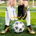 thumbnail image 3 of Fenlogft Men's Shoes High-Top Soccer Molded Cleats, Medium Low Heel Platform Closed Toe, Gold 4.5, 3 of 7