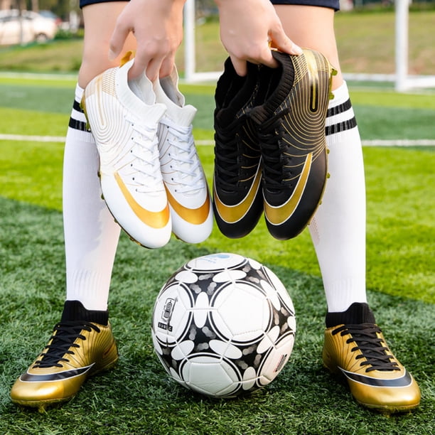 Fenlogft Men's Soccer Cleats High-Top Molded Cleats, Gold, 5.5