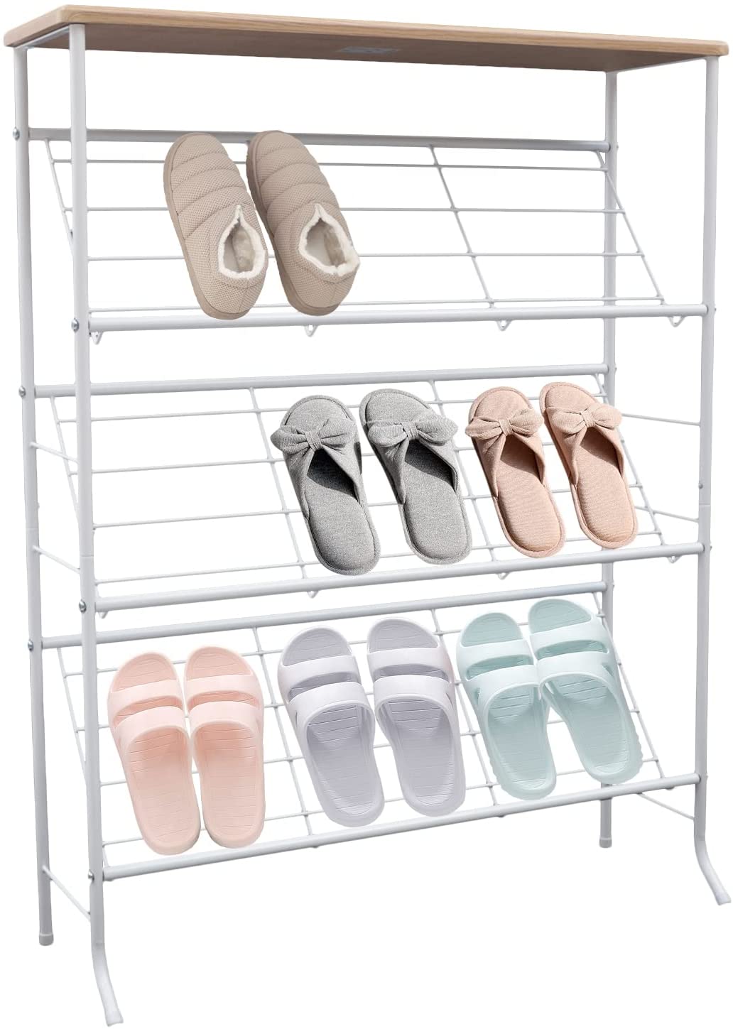 Oukaning Shoe Rack Storage Shelves Free Standing Shoe Racks