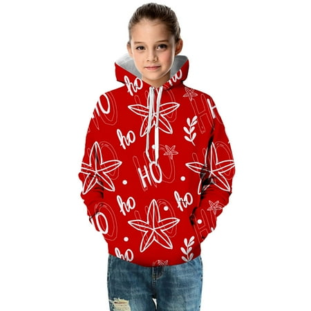 

KDFJPTH Winter Coats For Toddler Little Boys Girls Kids Hooded Unisex Sweatshirt 3D Christmas Letter Printed Pullover Hoodie Girls Boys With Pocket Clothes