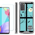 thumbnail image 1 of Shockproof Bumper Phone Case for Samsung Galaxy A03s, with Tempered Glass Screen Protector, by OneToughShield ® - Moon Owl, 1 of 4