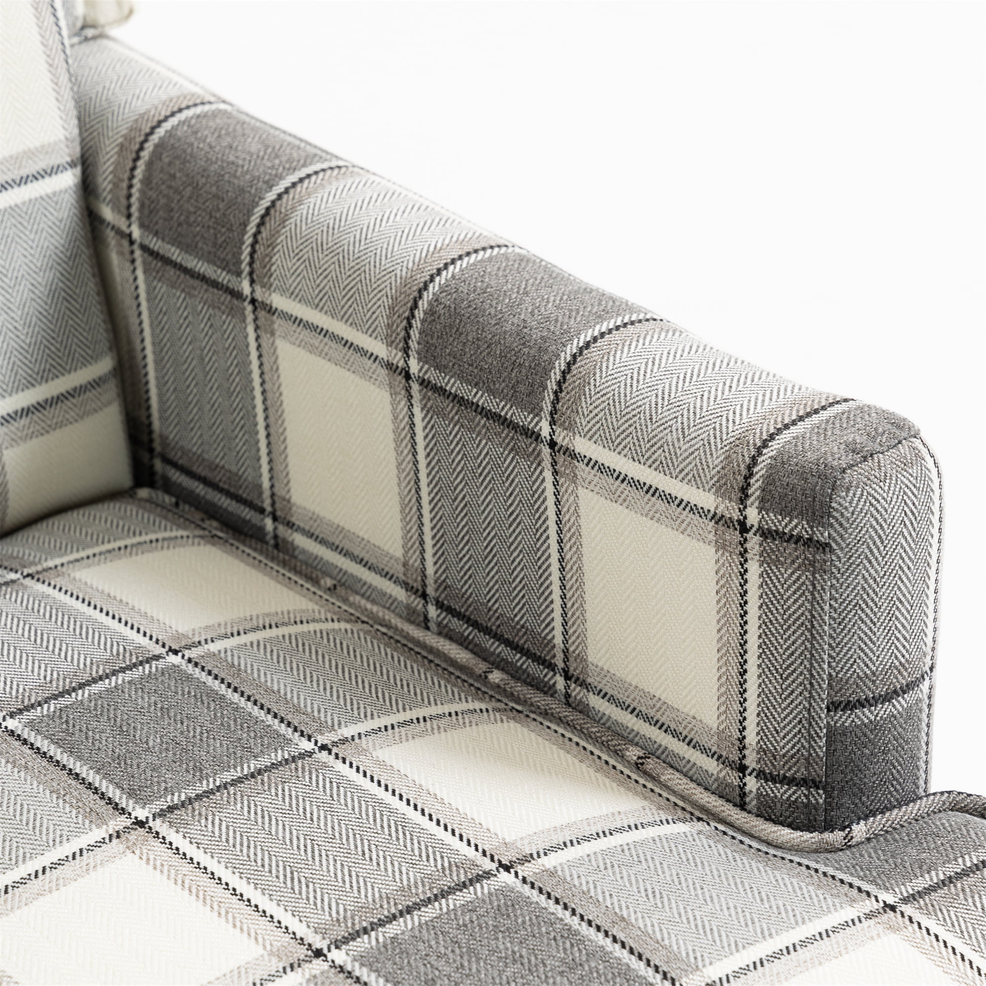 Aukfa Vintage Accent Chair Mid-Century Modern High Back Armchair for Living Room, Nailhead Trim, Antique Grey