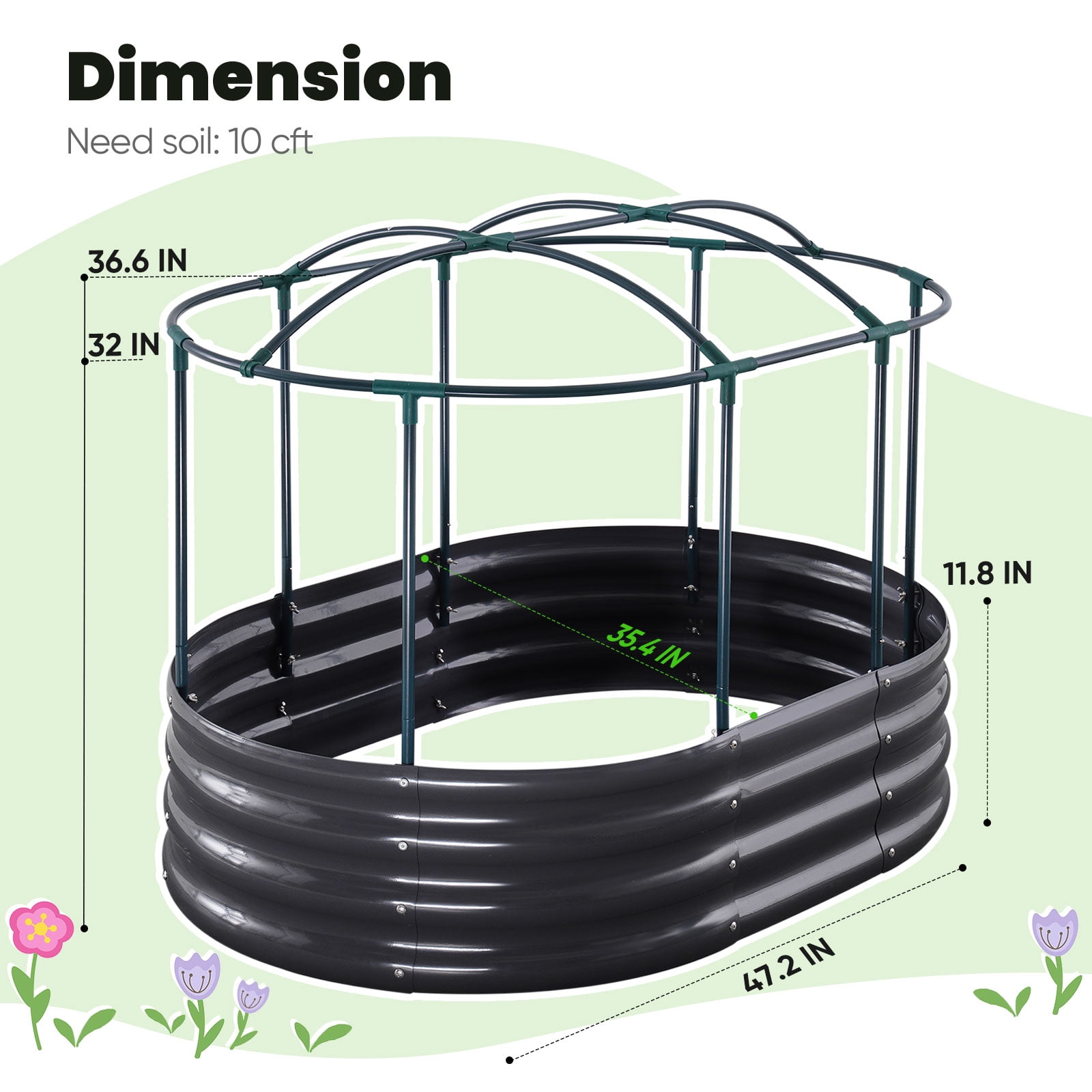 KING BIRD 4x3x1 ft Raised Garden Bed with Cover Galvanized Steel Metal Planter Garden Box Outdoor for Gardening,Vegetables, Flowers, Clear
