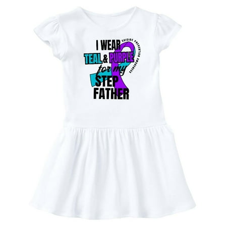 

Inktastic Suicide Prevention I Wear Teal and Purple for My Step Father Gift Baby Girl Dress