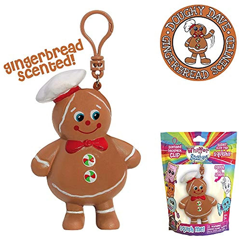 4 Pack Party Favors Xmas Gift by 4Es Novelty Stocking Stuffers for Kids Christmas Squishy Slow Rising Toys Keychain Squishy Gingerbread Man Clip On