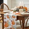 thumbnail image 3 of Orange Blue Pumpkin Table Runner, Autumn Thanksgiving Kitchen Dining Table Decoration for Home Party Decor 13x108 Inches, 3 of 9