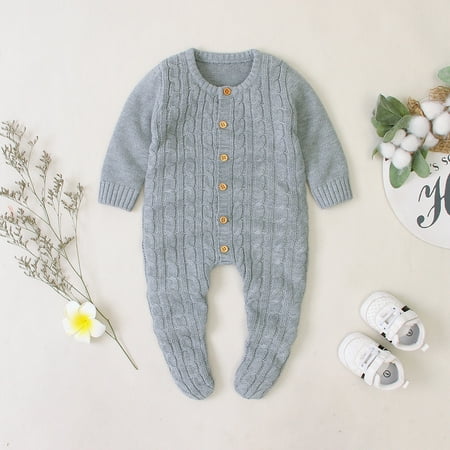 

Newborn Baby Boys Girls Winter Sweater Knitted Jumpsuit Romper Warm Outfits Fragarn