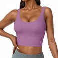 thumbnail image 4 of Fanxing Camisole Tops for Women Built in Bra Spaghetti Strap Workout Yoga Shirts Basic Padded Tank Tops 2025 Summer Clothes Purple,XL, 4 of 8